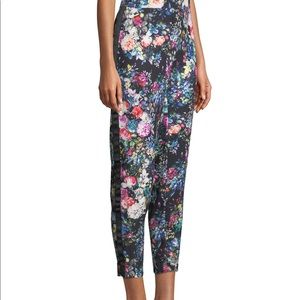 Nicole Miller floral pants with black side stripe